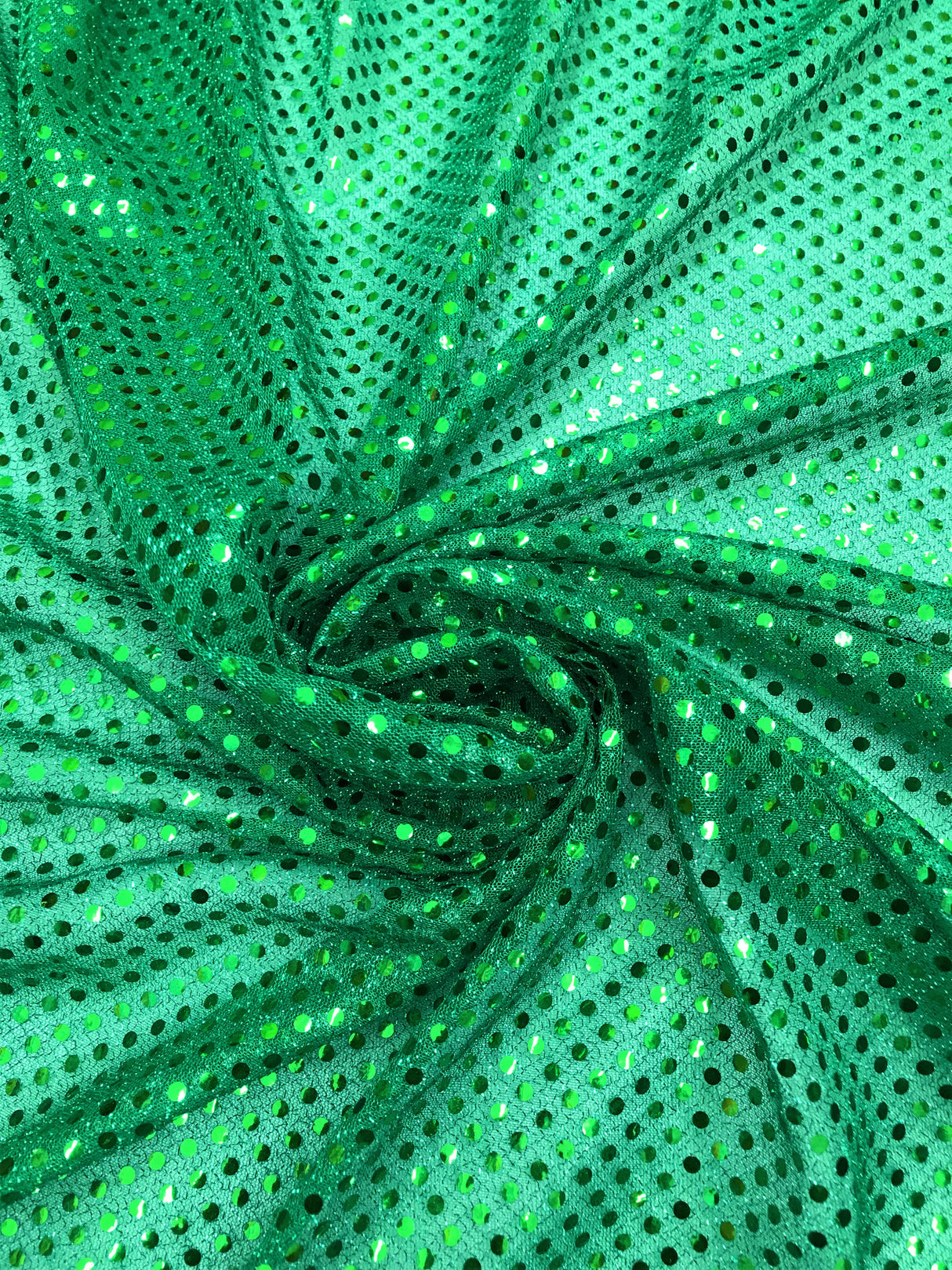 Kelly Green Small Confetti Sequin Polyester Fabric - Kelly Green Confetti Dots, 42" Width (1 Yard)