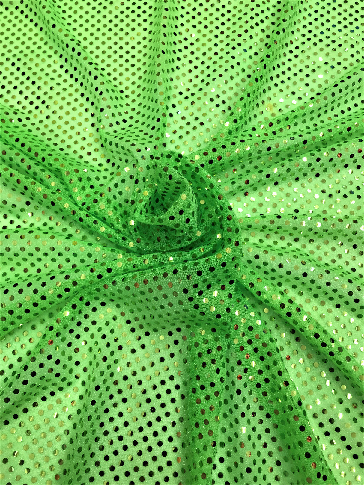 Lime Small Confetti Sequin Polyester Fabric - Lime Confetti Dot Sequin, 42" Width (1 Yard)