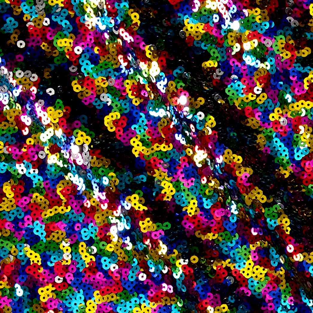 Confetti Sequin Fabric - Glitter Embroidery, Multicolor Confetti, 1 Yard