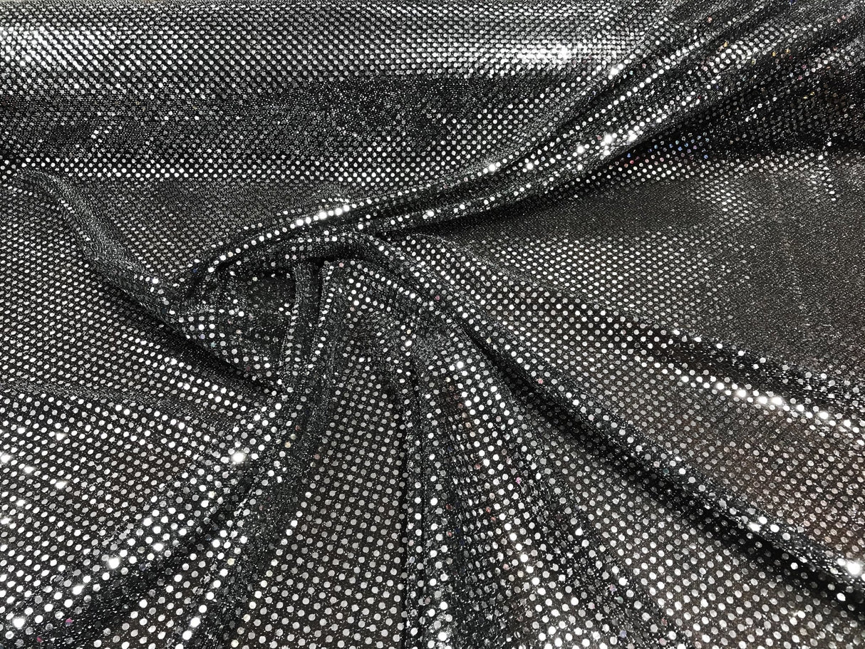 Confetti Sequin Knit Dot Polyester Fabric - Shiny Sheer Metallic Confetti Dot, 43/44" Width (1 Yard)