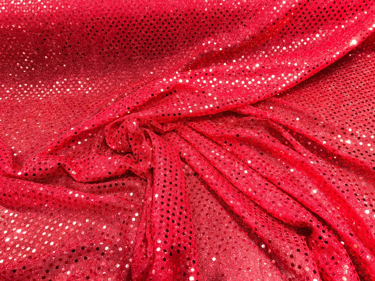 Confetti Sequin Knit Dot Polyester Fabric - Shiny Sheer Metallic Confetti Dot, 43/44" Width (1 Yard)