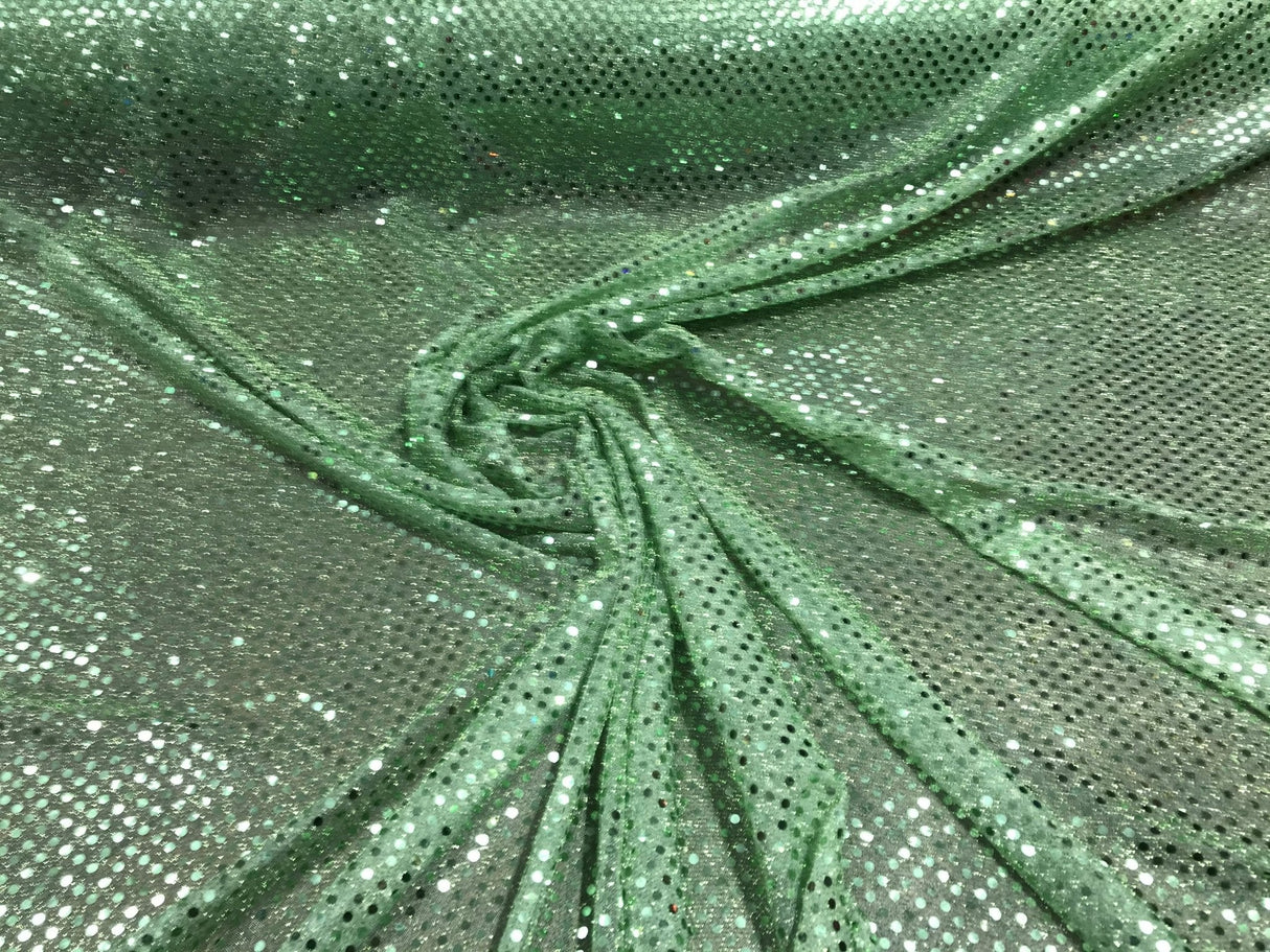 Confetti Sequin Knit Dot Polyester Fabric - Shiny Sheer Metallic Confetti Dot, 43/44" Width (1 Yard)