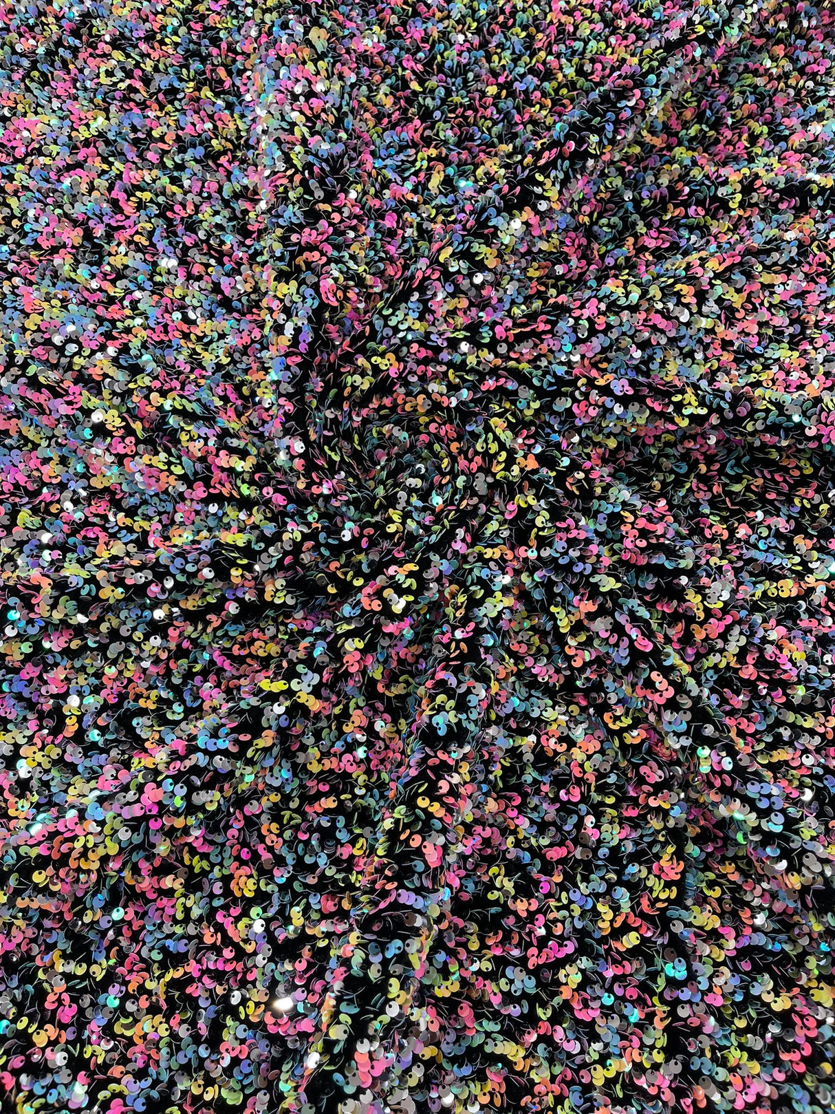 Confetti Sequin Stretch Velvet Fabric - Black, Lilac, Light Blue, Pink, Black Multi, 54" Width (1 Yard)