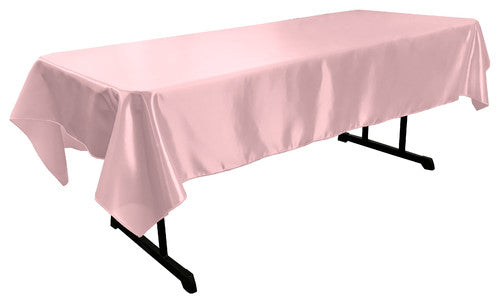 Light Pink Bridal Satin Rectangular Tablecloth 60 x 126″