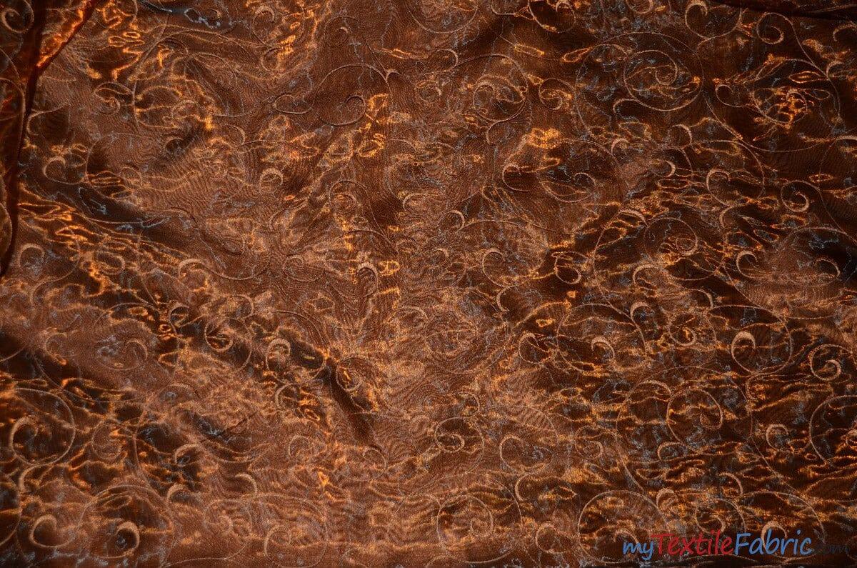 Swirl Organza Polyester Fabric - Embroidered Swirl Sheer, 52/54" Width, Multiple Colors (1 Yard)