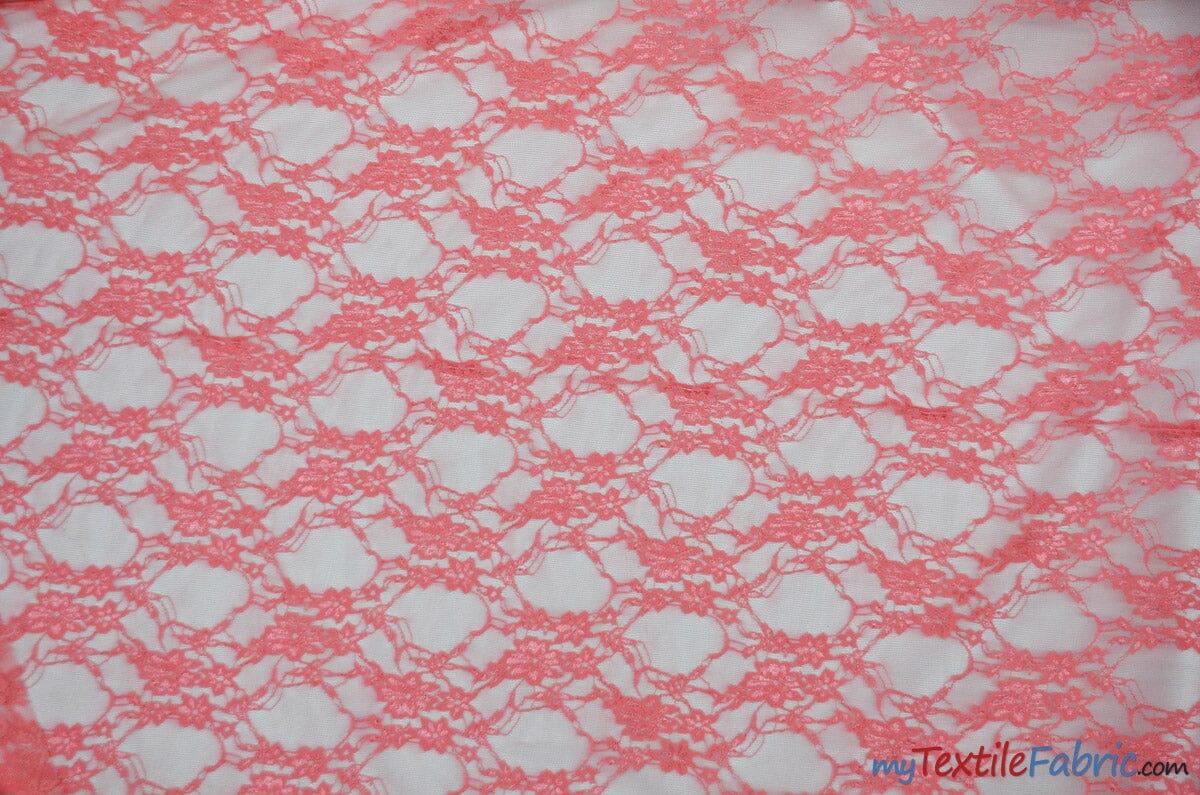 Giselle Floral Lace Polyester Spandex Fabric - Sheer Vintage Stretch Lace, 58/60" Width, Multiple Colors (1 Yard)