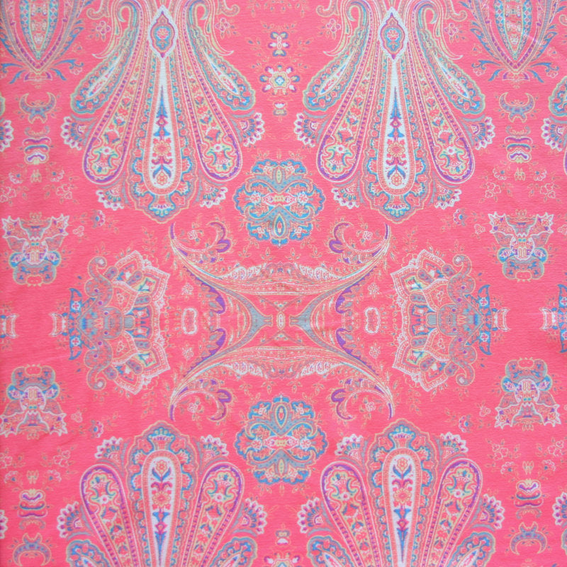Cotton Lycra Knit Fabric Coral Park Paisley