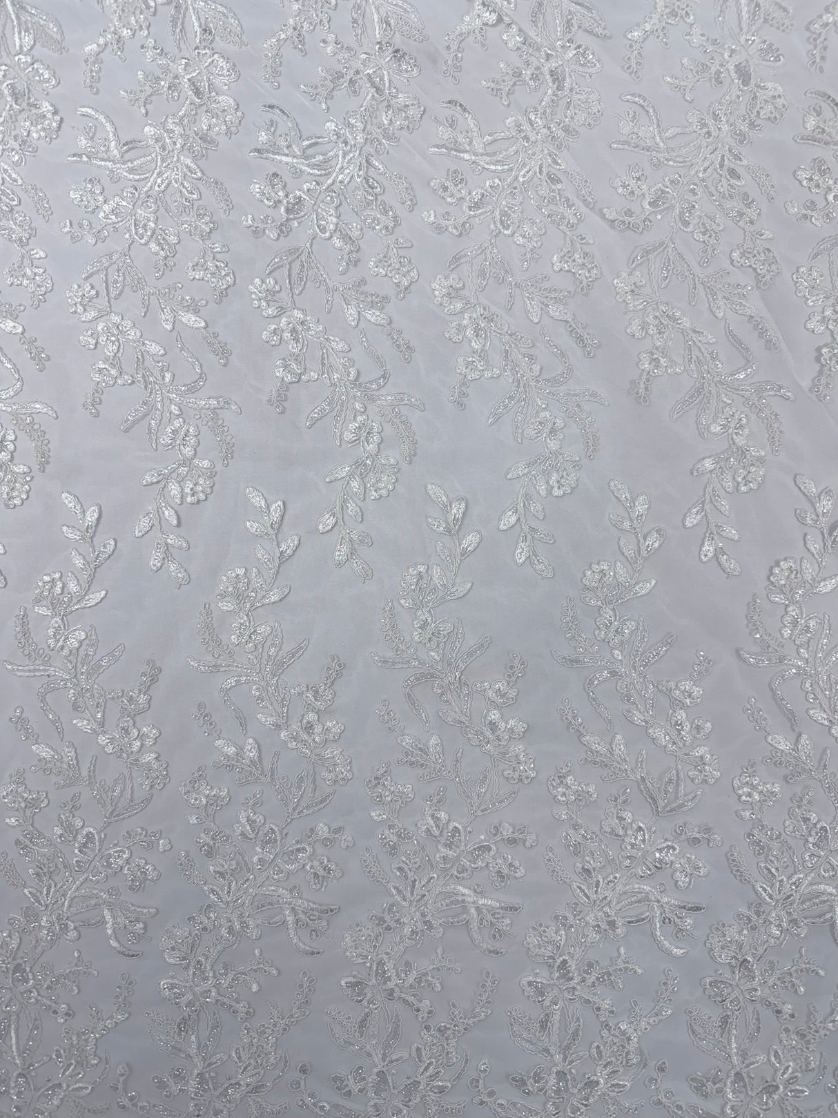 Butterfly Corded Lace Fabric - Butterfly Embroidery, Metallic Sequins, 54" Width (1 Yard)