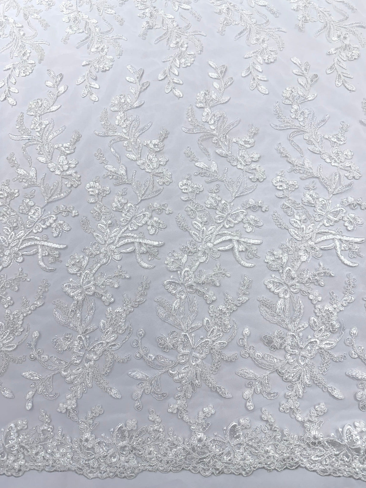 Butterfly Corded Lace Fabric - Butterfly Embroidery, Metallic Sequins, 54" Width (1 Yard)