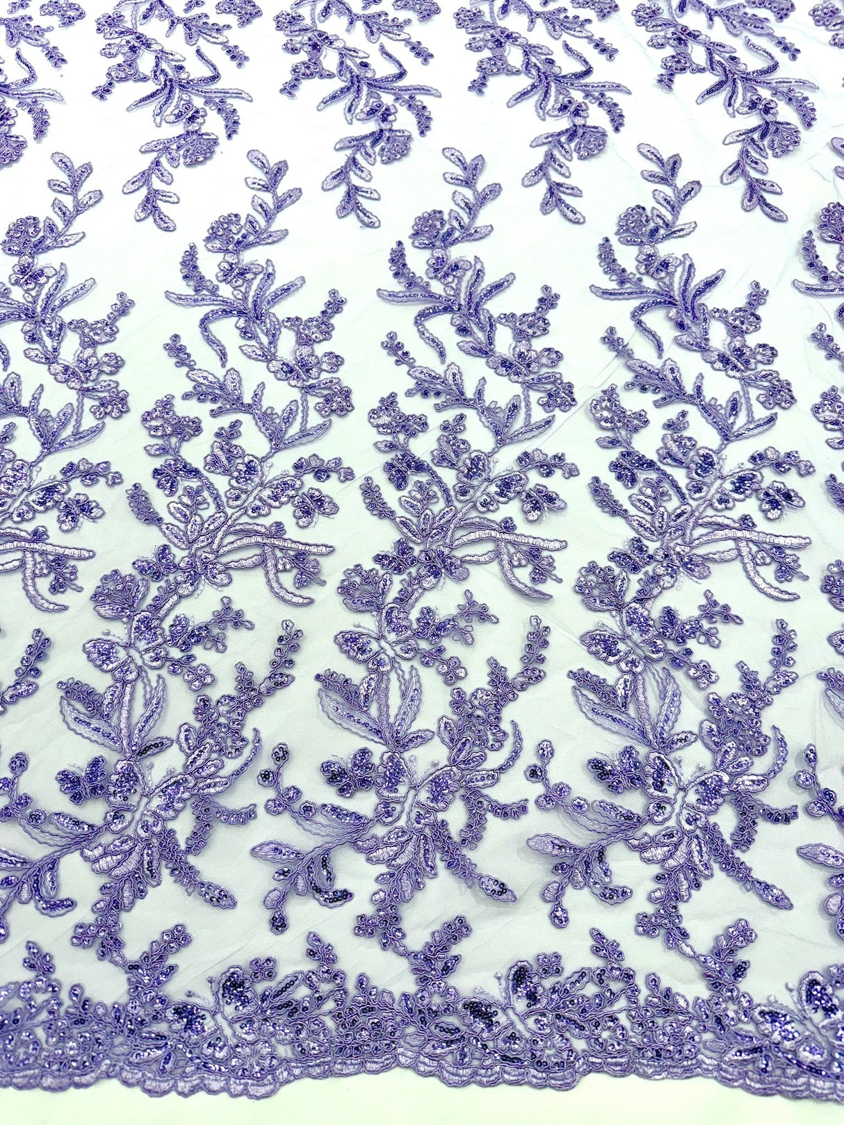 Butterfly Corded Lace Fabric - Butterfly Embroidery, Metallic Sequins, 54" Width (1 Yard)
