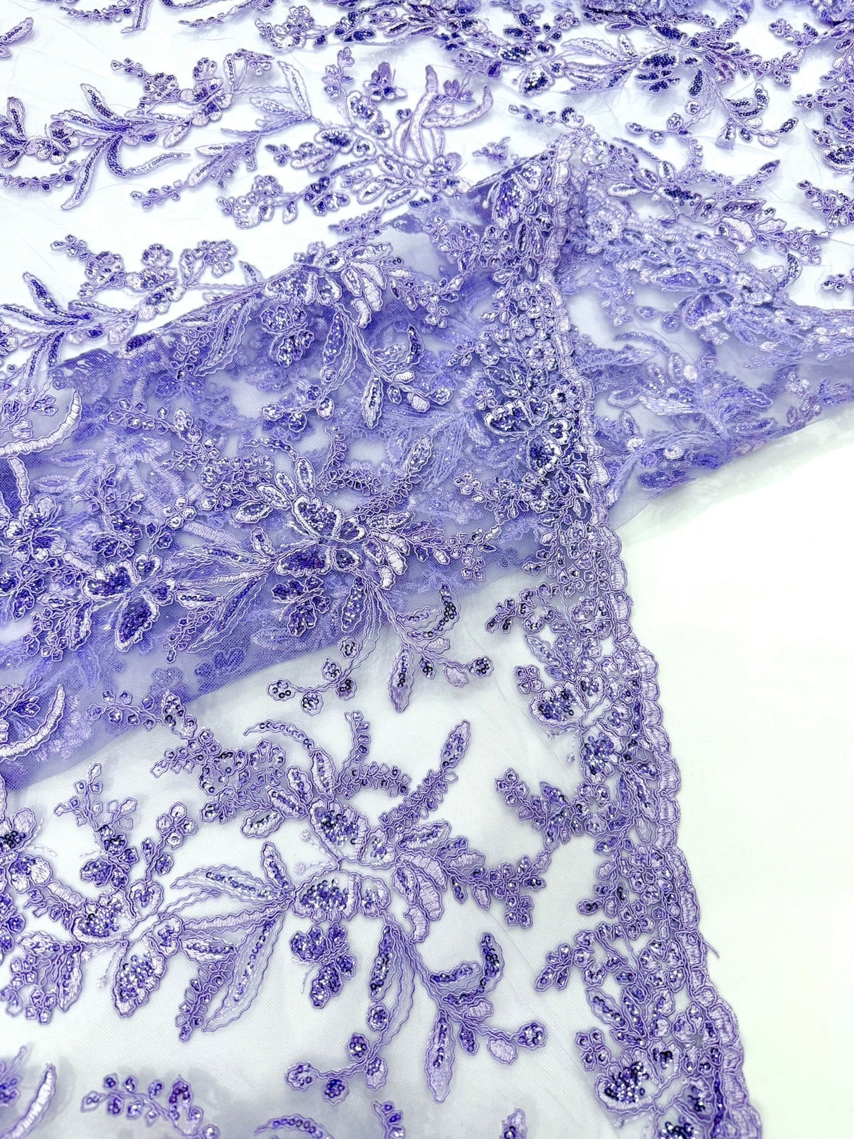 Butterfly Corded Lace Fabric - Butterfly Embroidery, Metallic Sequins, 54" Width (1 Yard)