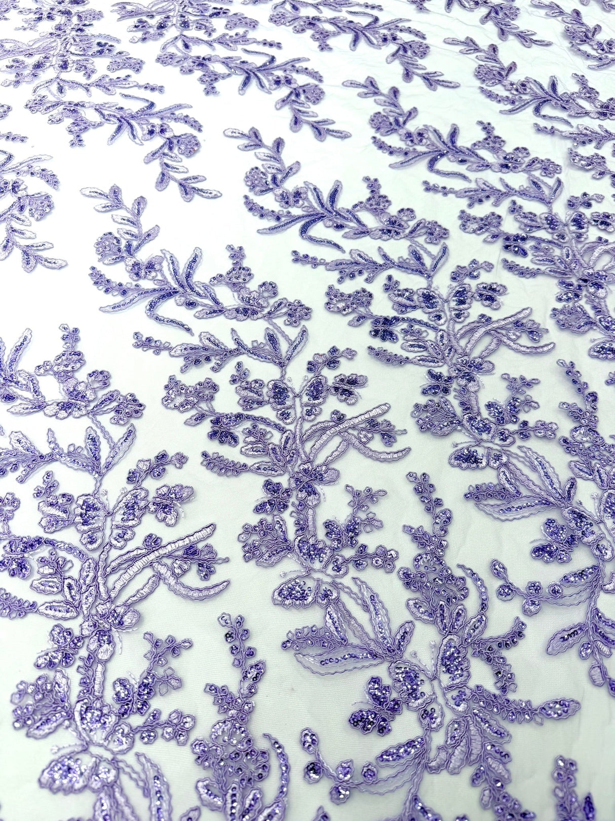 Butterfly Corded Lace Fabric - Butterfly Embroidery, Metallic Sequins, 54" Width (1 Yard)