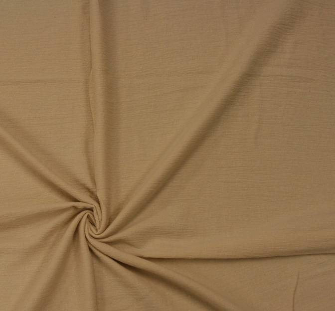 Cotton Gauze 100 Percent Cotton Fabric - Tan, Crinkled Texture, 48/50" Width (1 Yard)