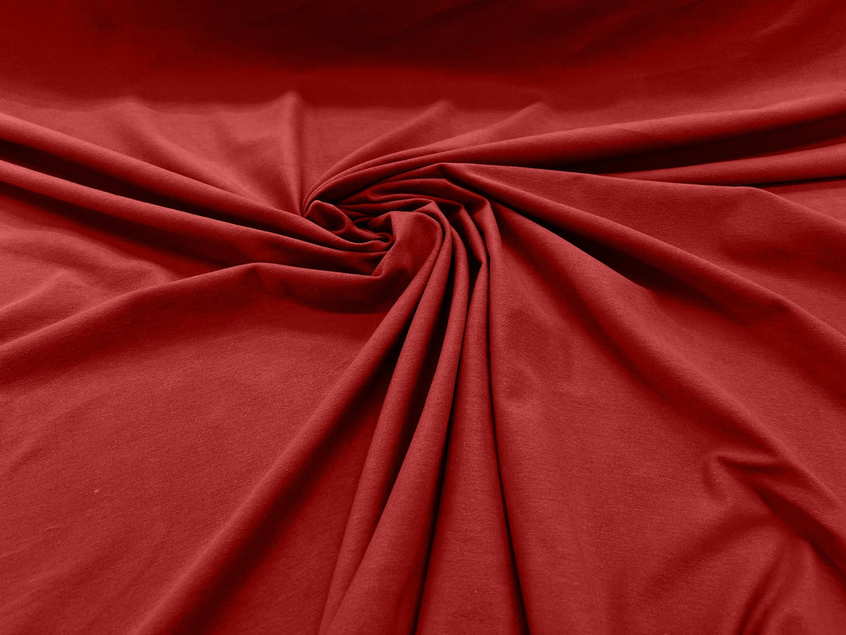 Cotton Jersey Spandex Knit Cotton Spandex Fabric - 58/60" Width, 50% Vertical Stretch, 25% Horizontal Stretch, 180 GSM (1 Yard)