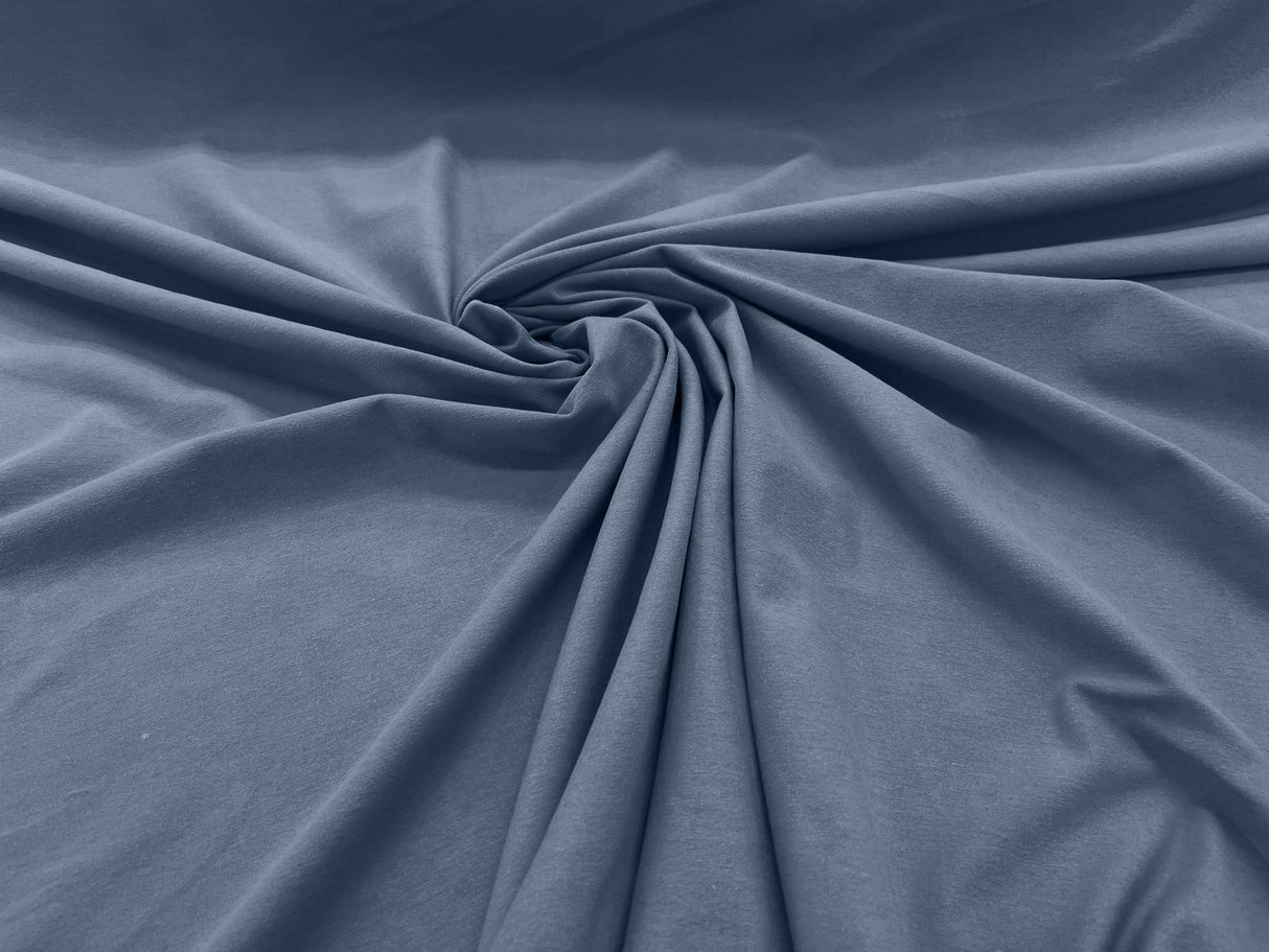 Cotton Jersey Spandex Knit Cotton Spandex Fabric - 58/60" Width, 50% Vertical Stretch, 25% Horizontal Stretch, 180 GSM (1 Yard)