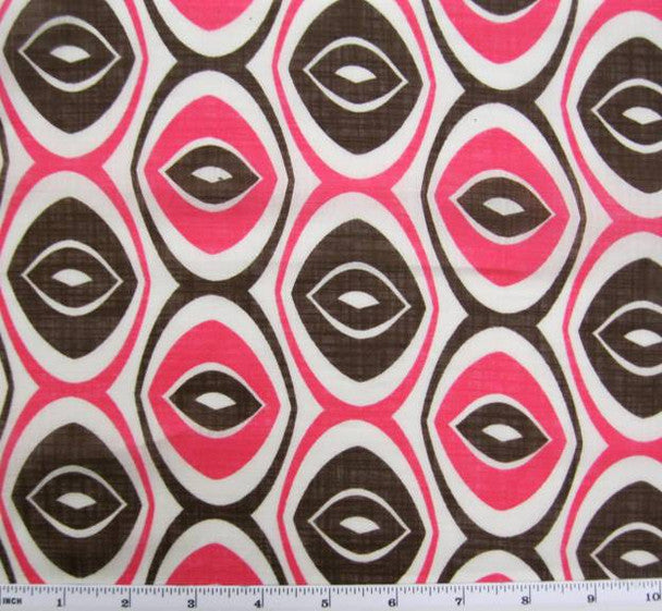 1 Yard Cotton Voile Fabric Print Pink Brown 56/58" Width Lightweight Apparel Fabric