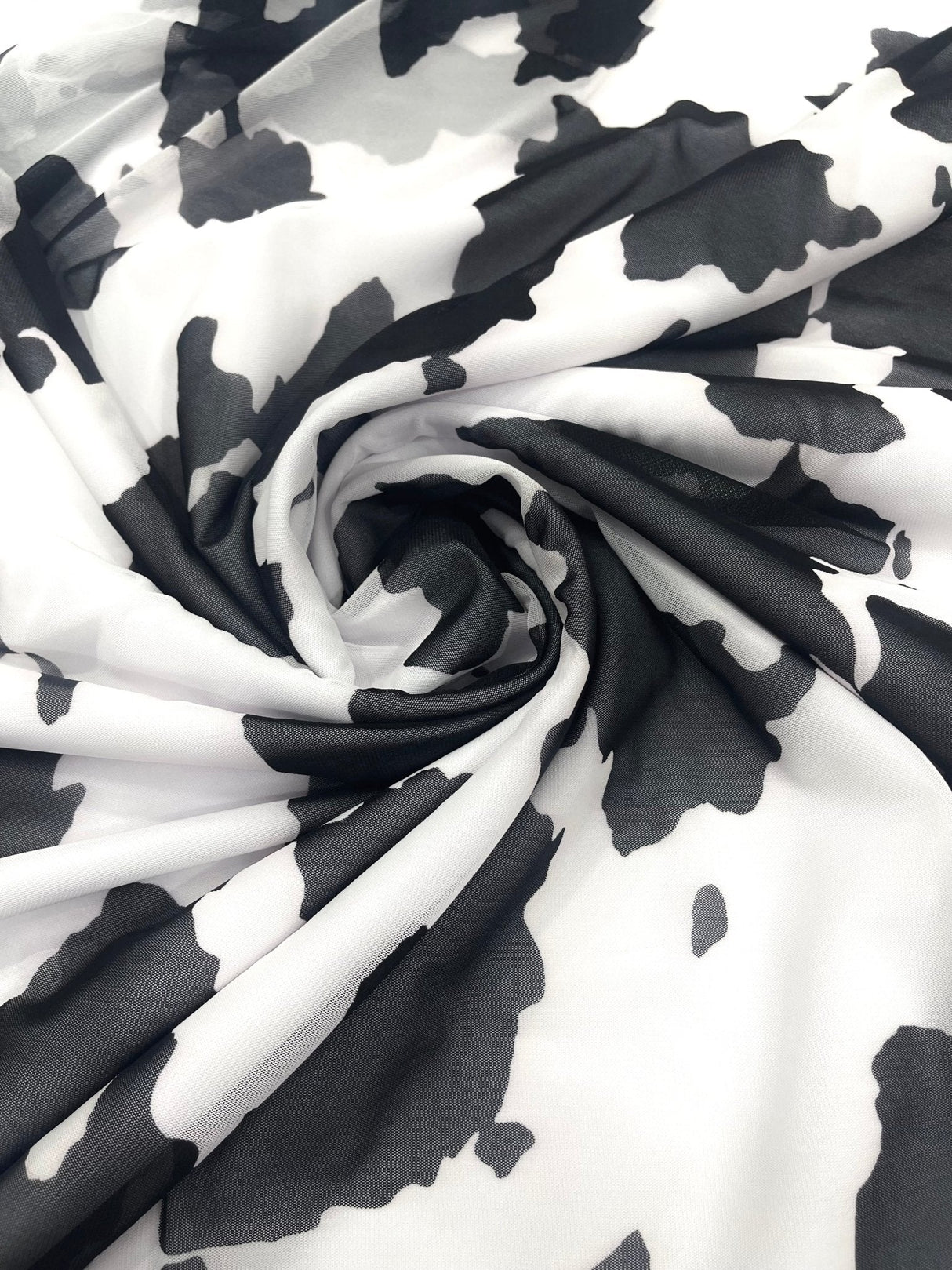 Cow Print Power Mesh Fabric - 4 Way Stretch, Cow Print, 58" Width (1 Yard)