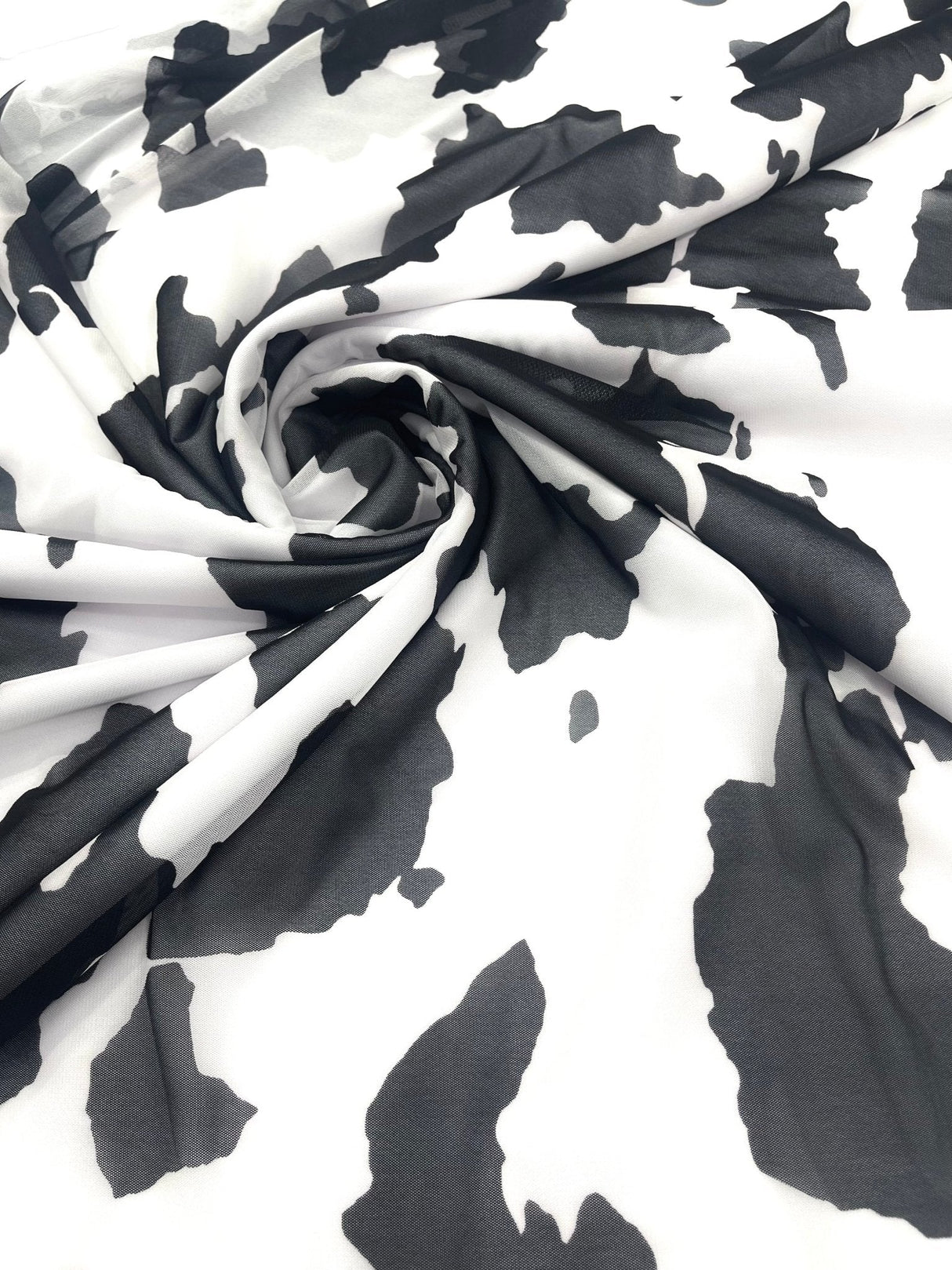 Cow Print Power Mesh Fabric - 4 Way Stretch, Cow Print, 58" Width (1 Yard)