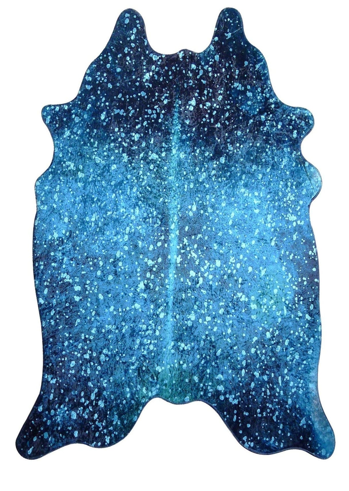 Vegan Metallic Shinny Glow Faux Hide Cowhide Area Rug Carpet - Polyester Fabric - Metallic Yellow, Patchwork Print, 5' X 7' (1 Piece)