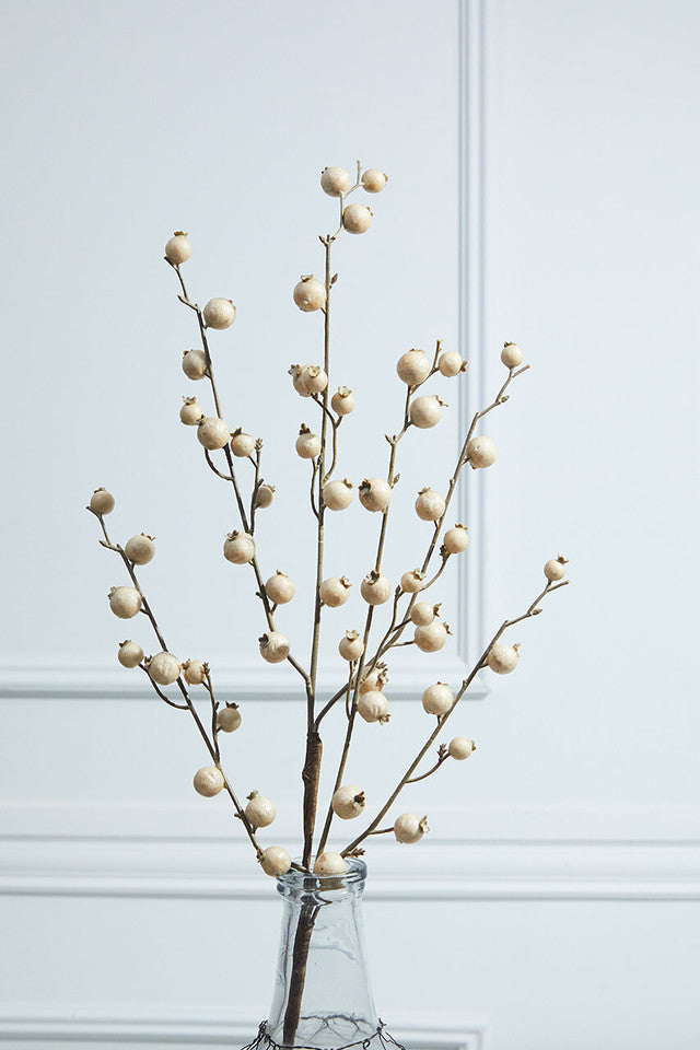 30 Inch Mini Cream Pomegranate Christmas Tree Sprays (Weather Resistant) – Soft Woodland Elegance
