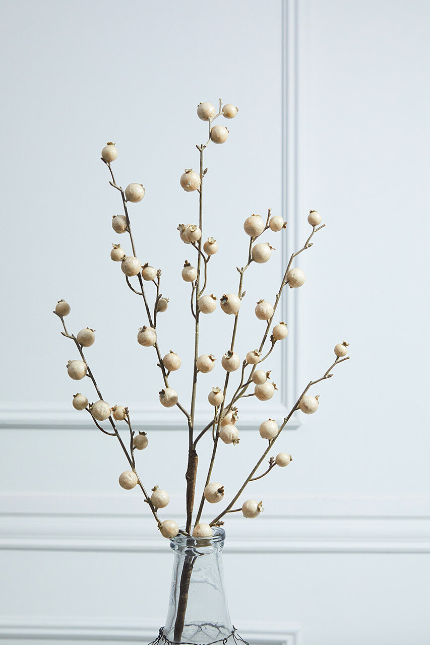 30” Mini Cream Pomegranate Christmas Tree Sprays (Weather Resistant)