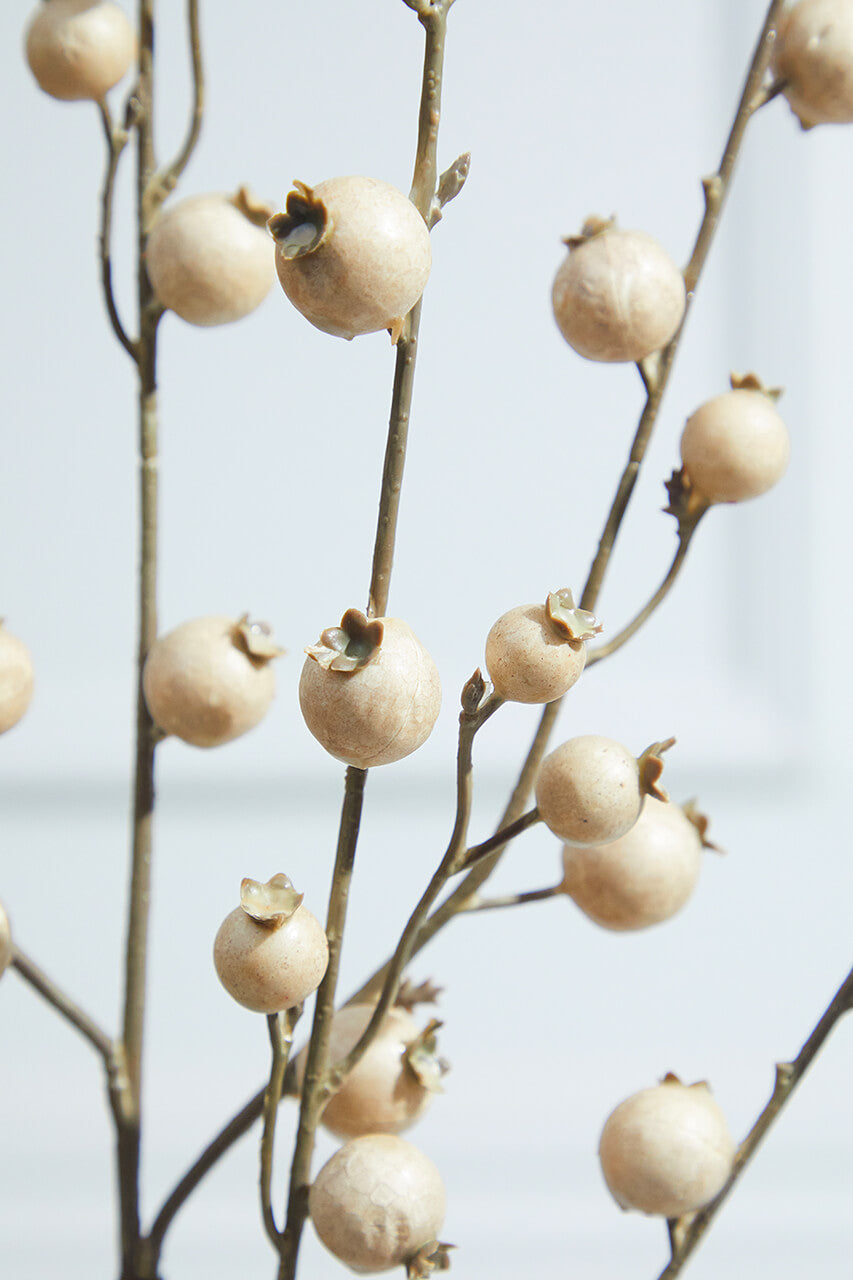 30” Mini Cream Pomegranate Christmas Tree Sprays (Weather Resistant)