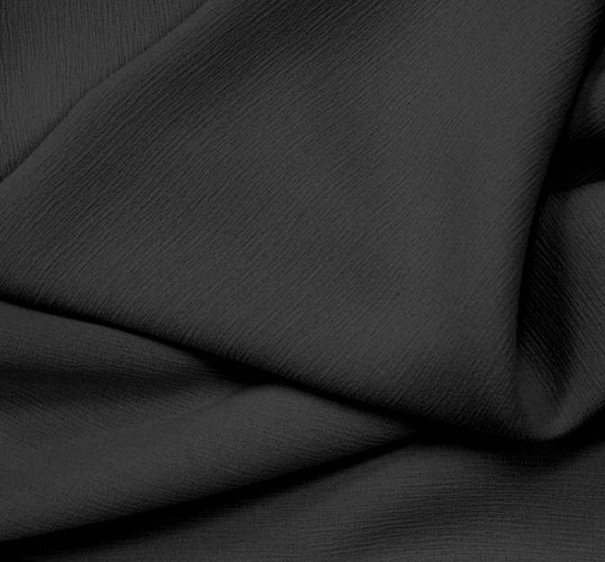 Crepe Ellisa 100 Percent Polyester Fabric - Black, 58/60" Width (1 Yard)