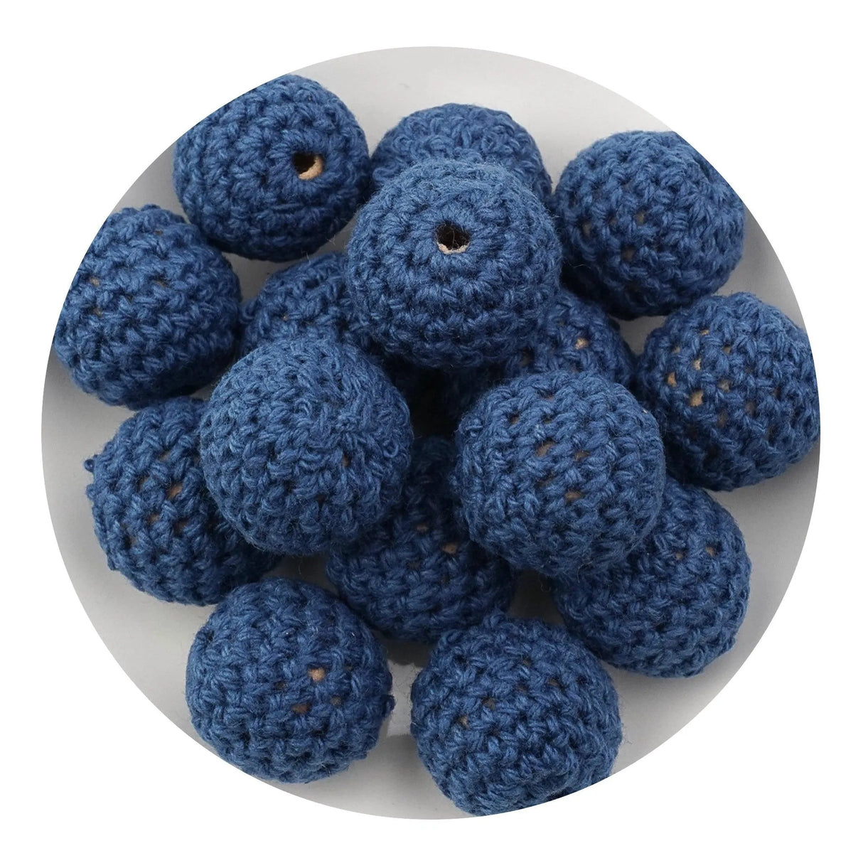 Crochet Wood Bead - Navy Blue (5 Beads - 16mm)