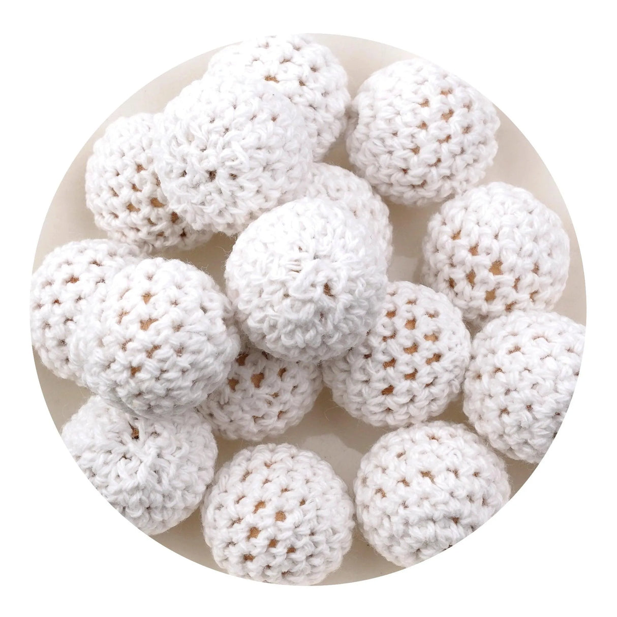Crochet Wood Bead - White (5 Beads - 16mm)