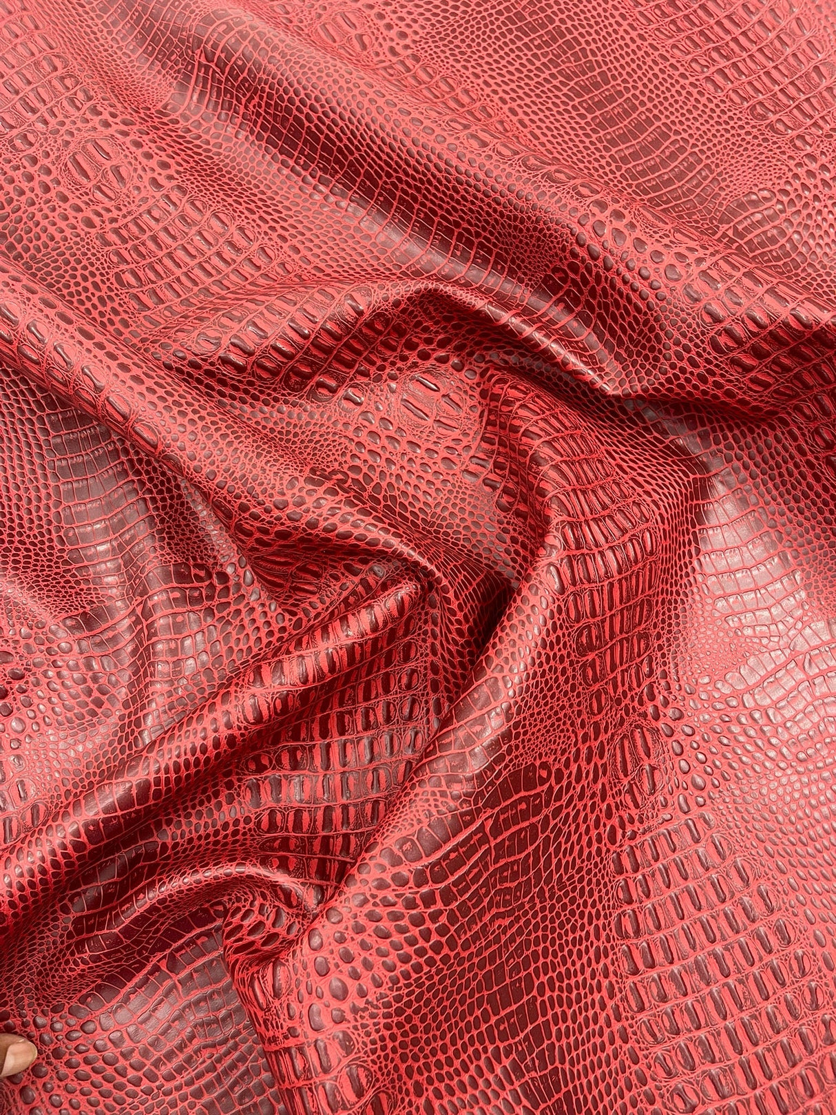 Crocodile Marine Vinyl Faux Leather Fabric - Two Tone Skin Texture, 54" Width (1 Yard)