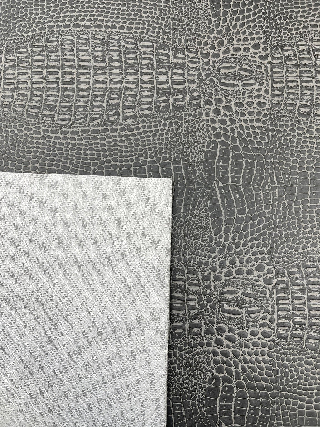 Crocodile Marine Vinyl Faux Leather Fabric - Two Tone Skin Texture, 54" Width (1 Yard)