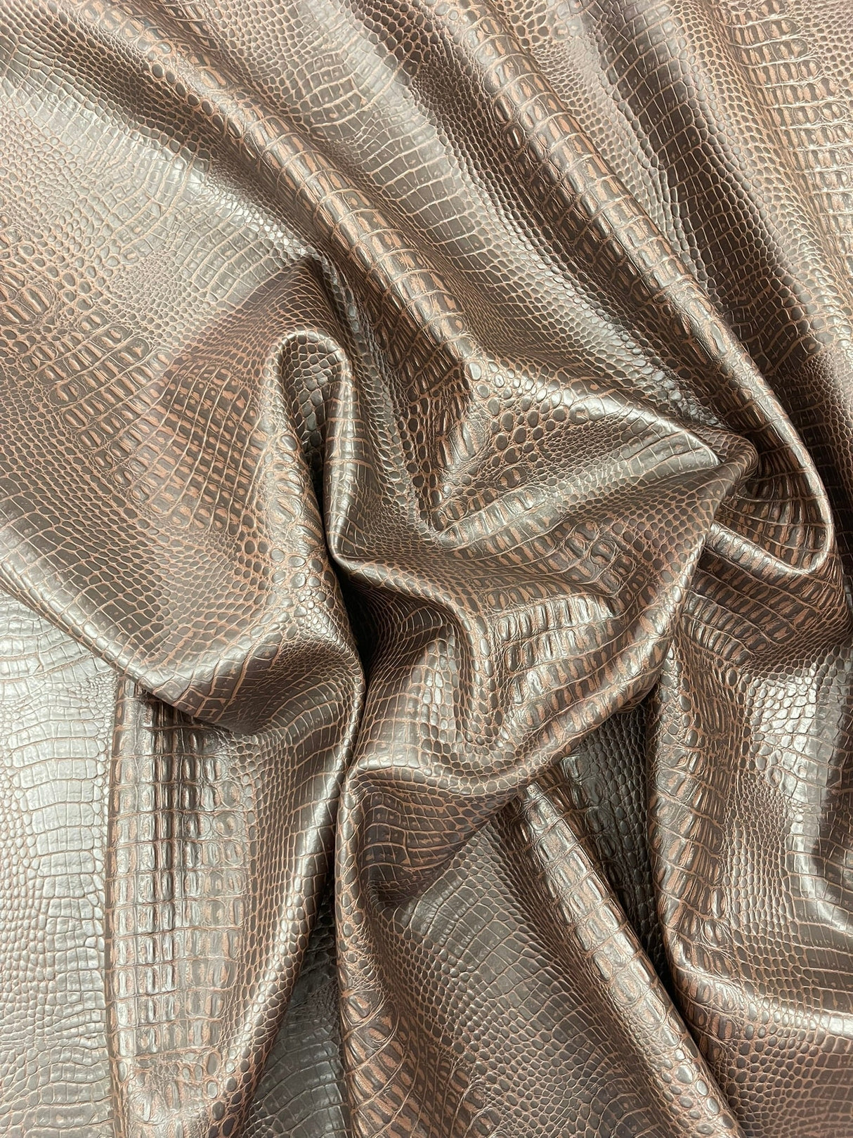 Crocodile Marine Vinyl Faux Leather Fabric - Two Tone Skin Texture, 54" Width (1 Yard)