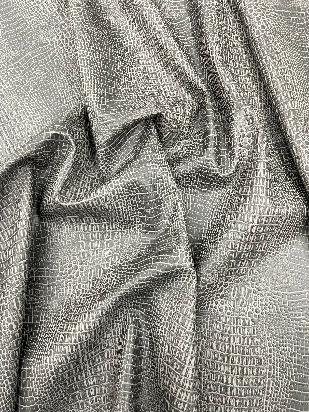 Crocodile Marine Vinyl Faux Leather Fabric - Two Tone Skin Texture, 54" Width (1 Yard)