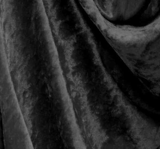 1 Yard Black Crushed Panne Velour Fabric 58/60" Wide Stretch Velvet Material 100% Polyester