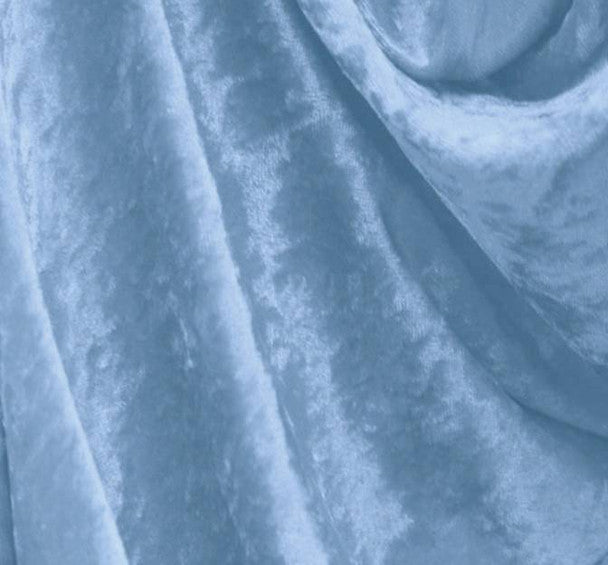 1 Yard Adriatic Blue Crushed Panne Velour Fabric 58/60" Wide Soft Stretch Polyester Velvet