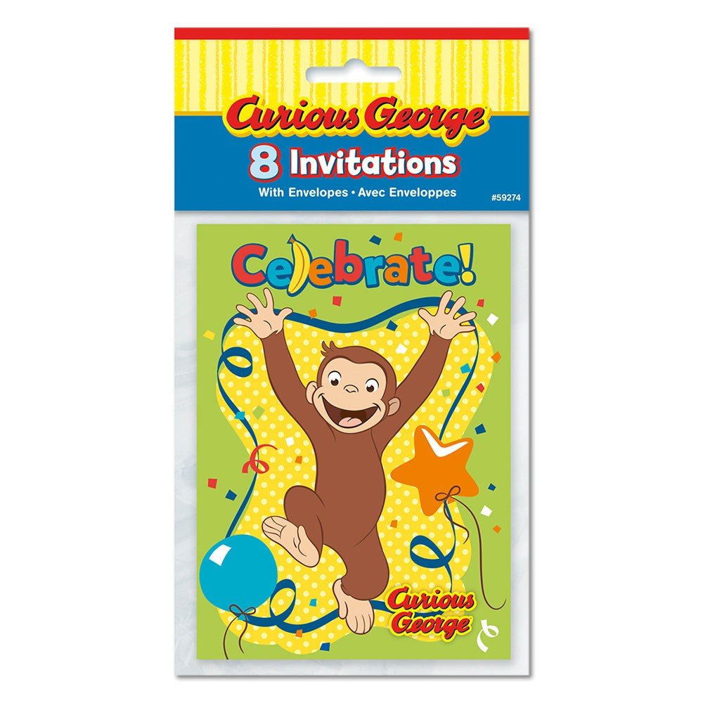 Curious George Invitations 8 Pack