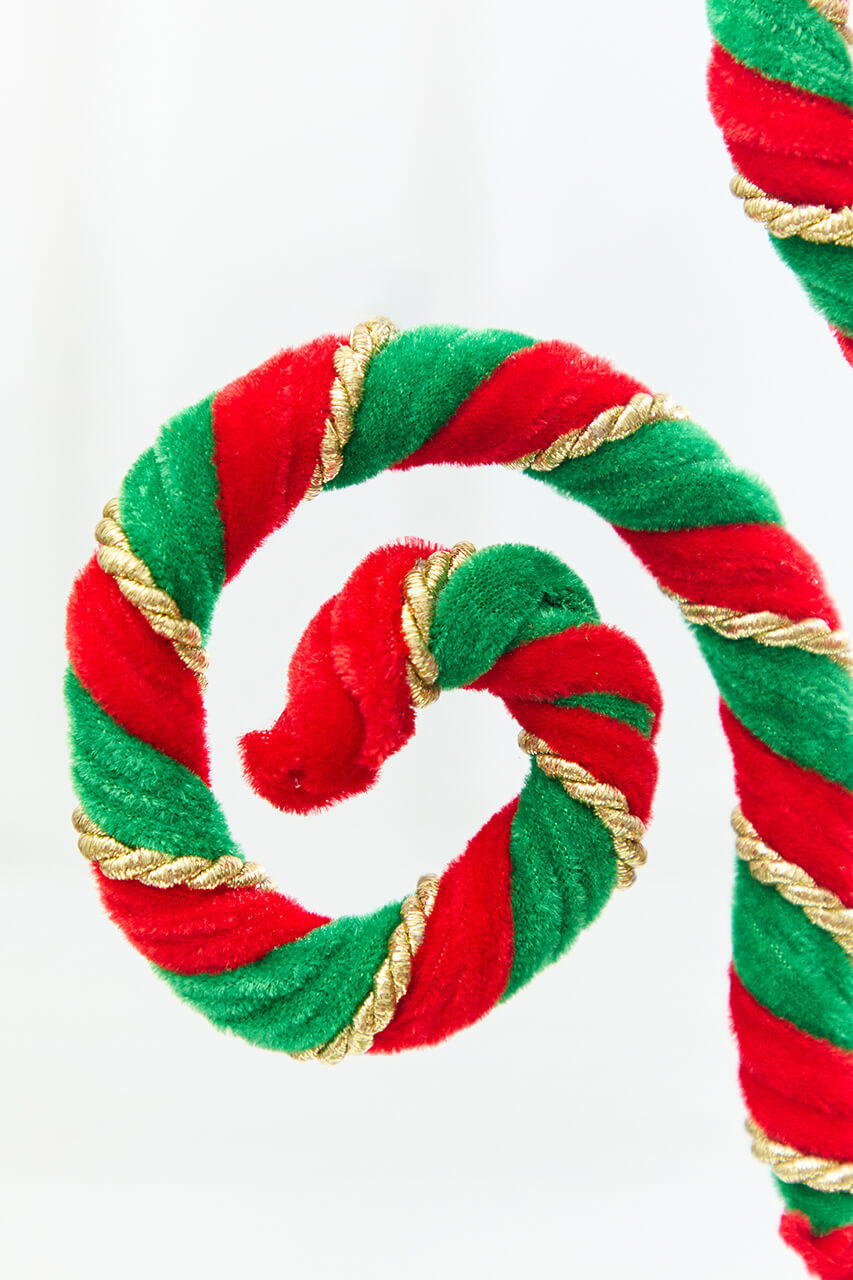 28" Red, Green & Gold Stripe Curly Spray