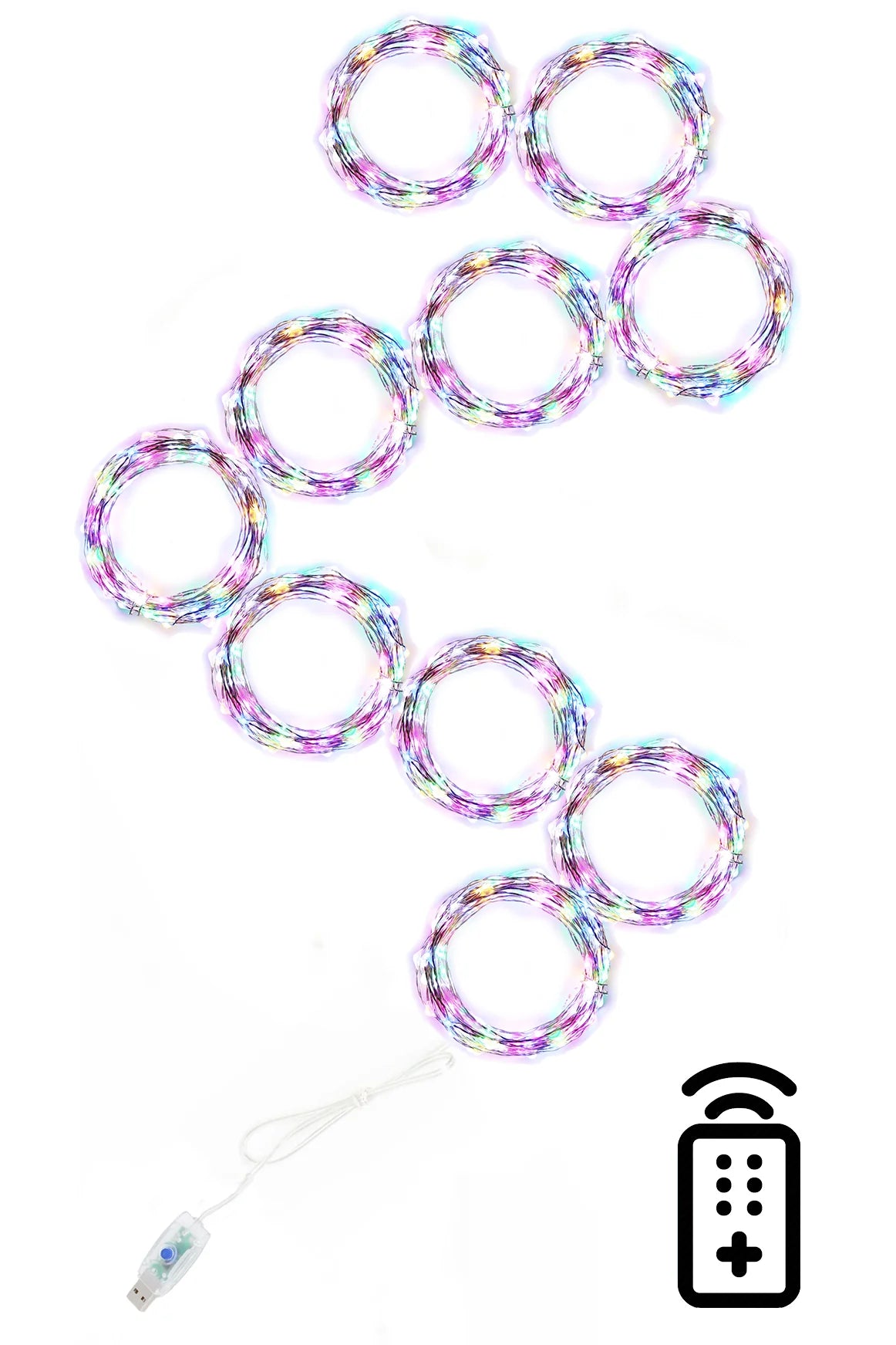 USB Rainbow Fairy Curtain Light with Remote – Halloween Decor