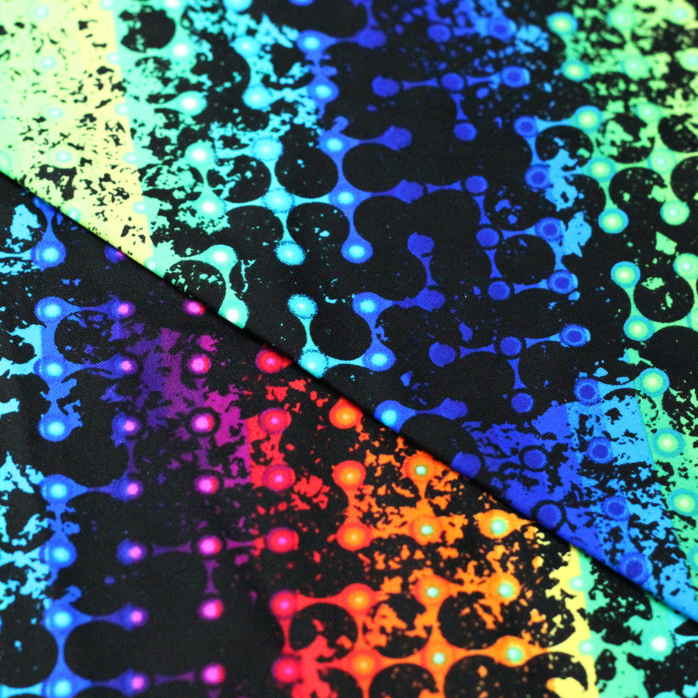 Cyber Dots Nylon Spandex Fabric - Neon Multicolor Dots, 58/60" Width (1 Yard)