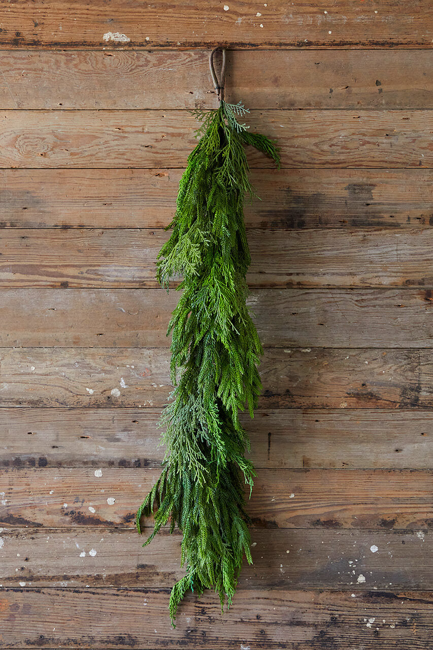 48 Inch Cyprus Norfolk Pine Garland Artificial Christmas Greenery Mantel Staircase Decor
