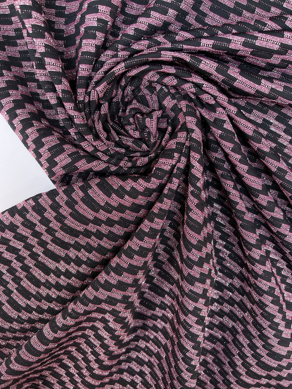 Lurex Knitted Blend Ribbed Silver Red Black