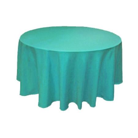 Turquoise 100% Polyester Round Tablecloth 108″