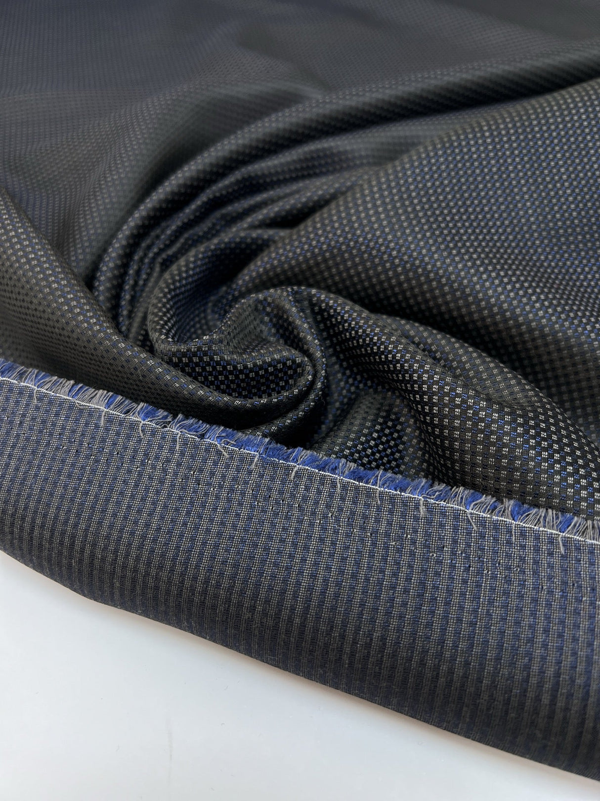 Wool Blend Changeant Jacquard Blue Black