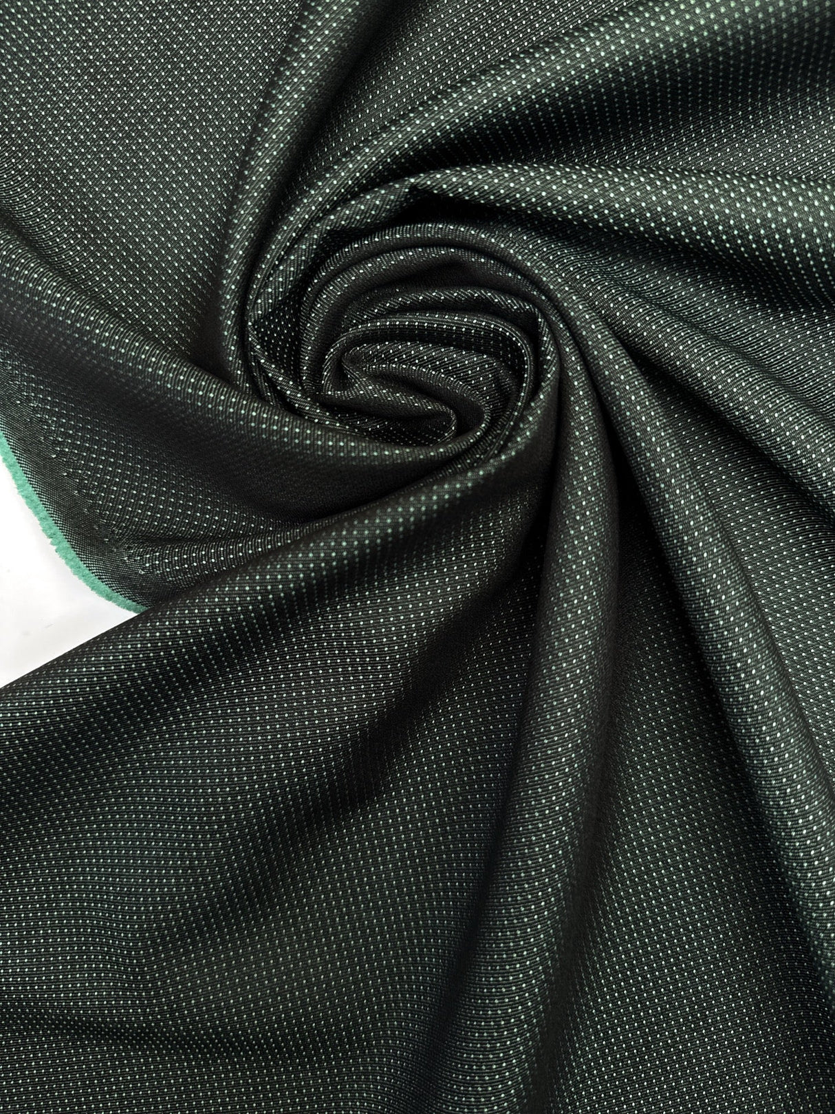 Jacquard Fabric Green Black Italian Polyester Polyamide 200 GSM