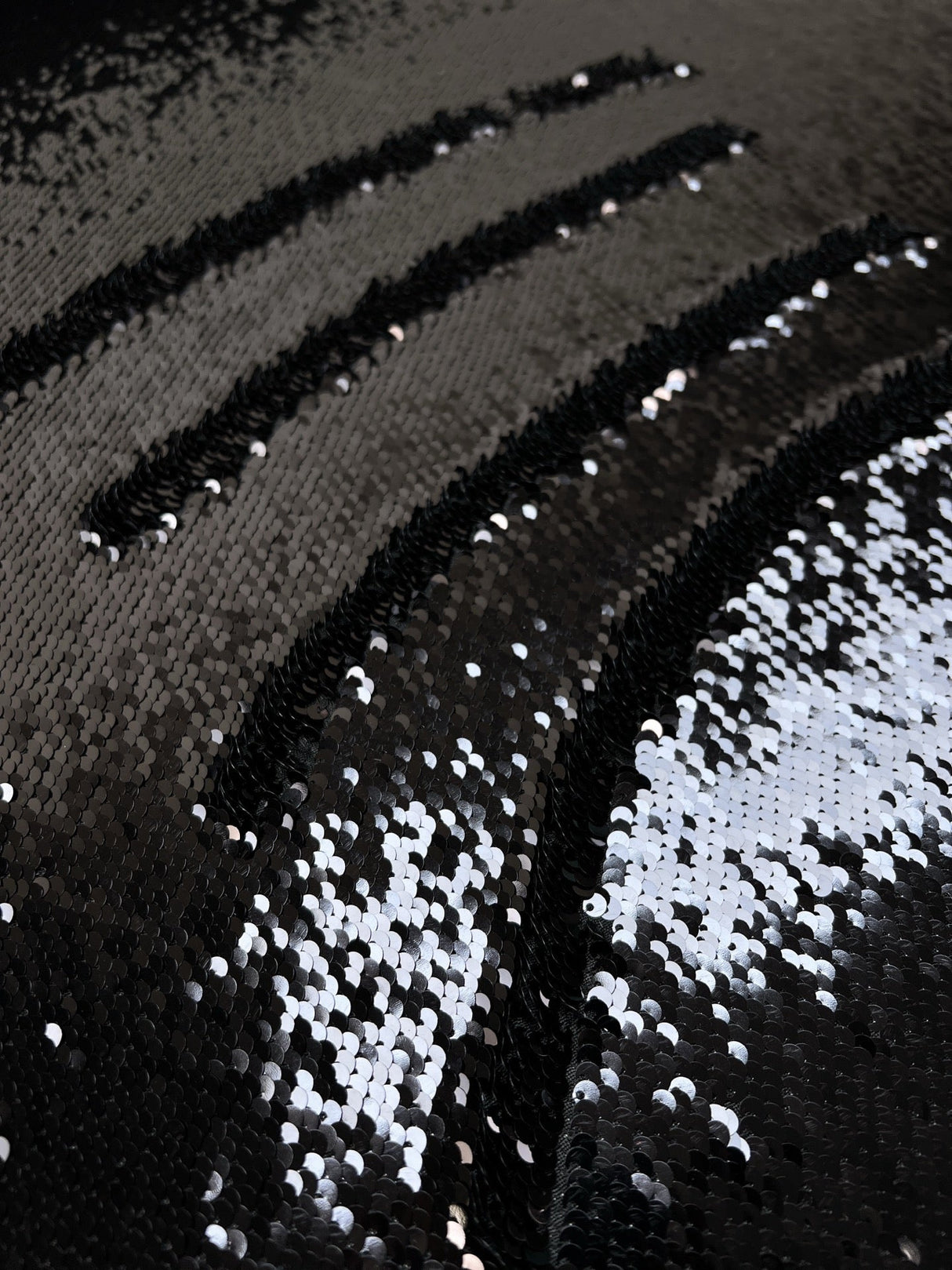 Black Knitted Sequins Polyamide Elastane