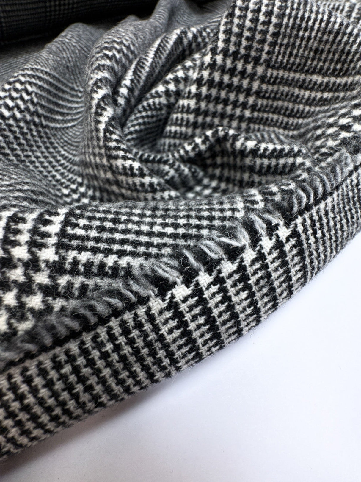 Wool Blend Tweed Checked Gray