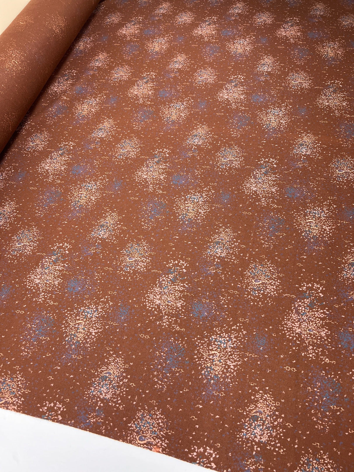 Printed Brown Beige Wool Tweed