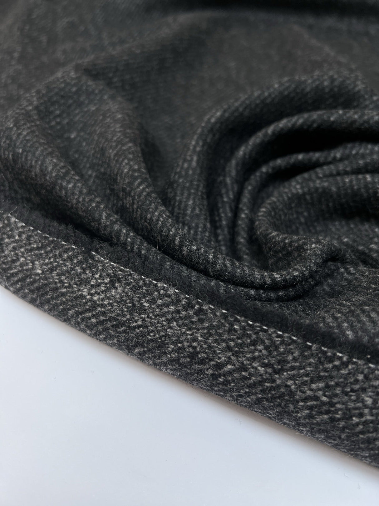 Italian Wool Tweed Fabric Gray Shade