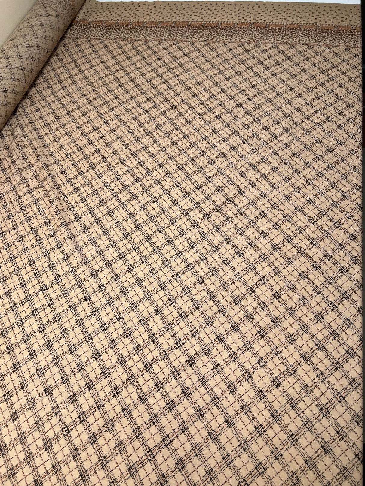 Wool Checked Printed Fabric