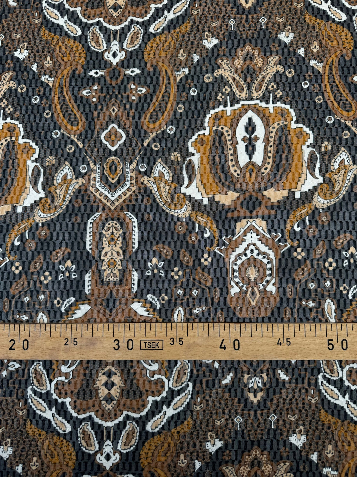Polyester Fil Coupé Jacquard Printed Brown Black